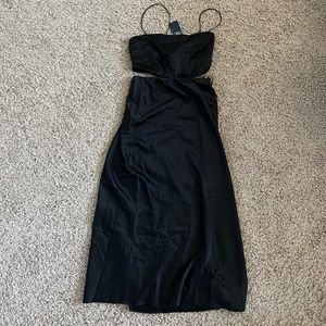 Abercrombie & Fitch Side Cutout Slip Midi Dress